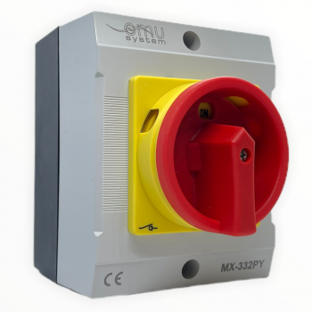 Hauptschalter 3-​Polig 63 A - im Gehäuse IP65 Gelb-​Rot